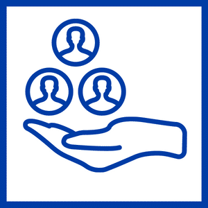 Human Resources Group Icon (hand holding three circular profiles)